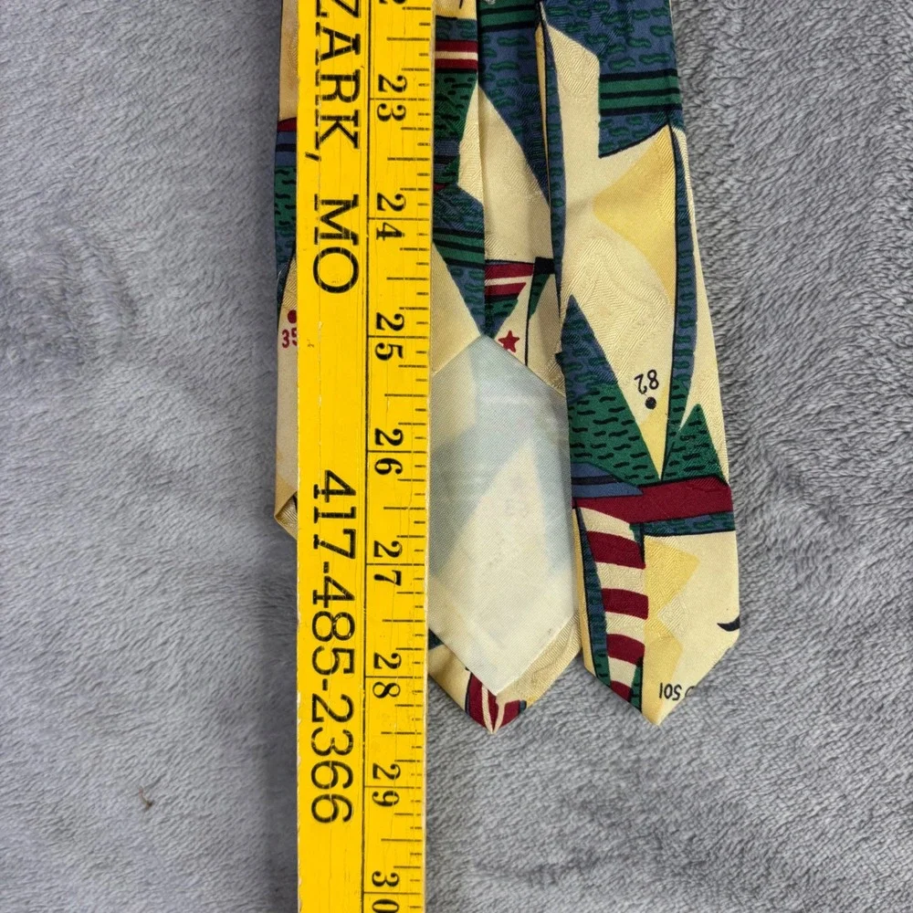 Polo Ralph Lauren Necktie Mens OS Yellow Nautical Sailboat Silk Made By Hand Tie